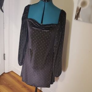 ASOS Black Blouse with White Polka Dots